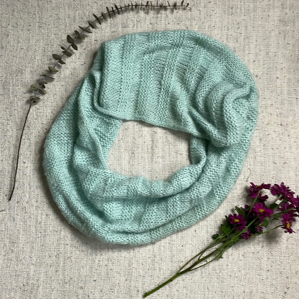 Light Turquoise Knit Infinity Scarf - Wooden Ships